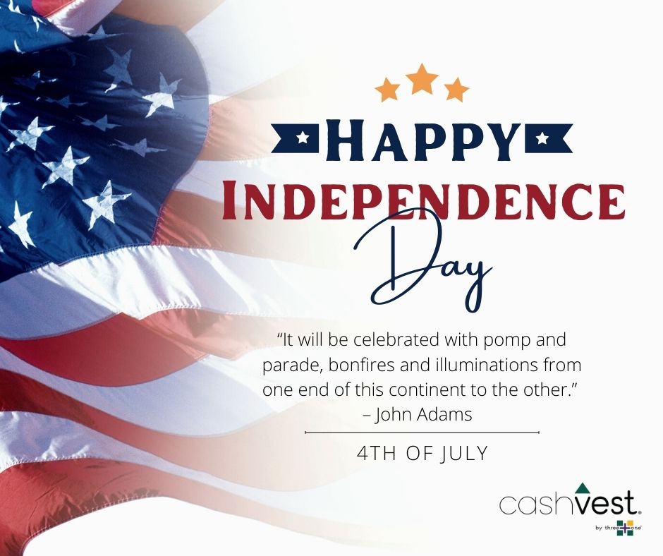 three+one USA flag independence day celebration quote social media post